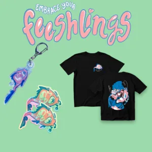 Pack Embrace Your Feeshlings (Tee + Llavero + 2 Stickers)